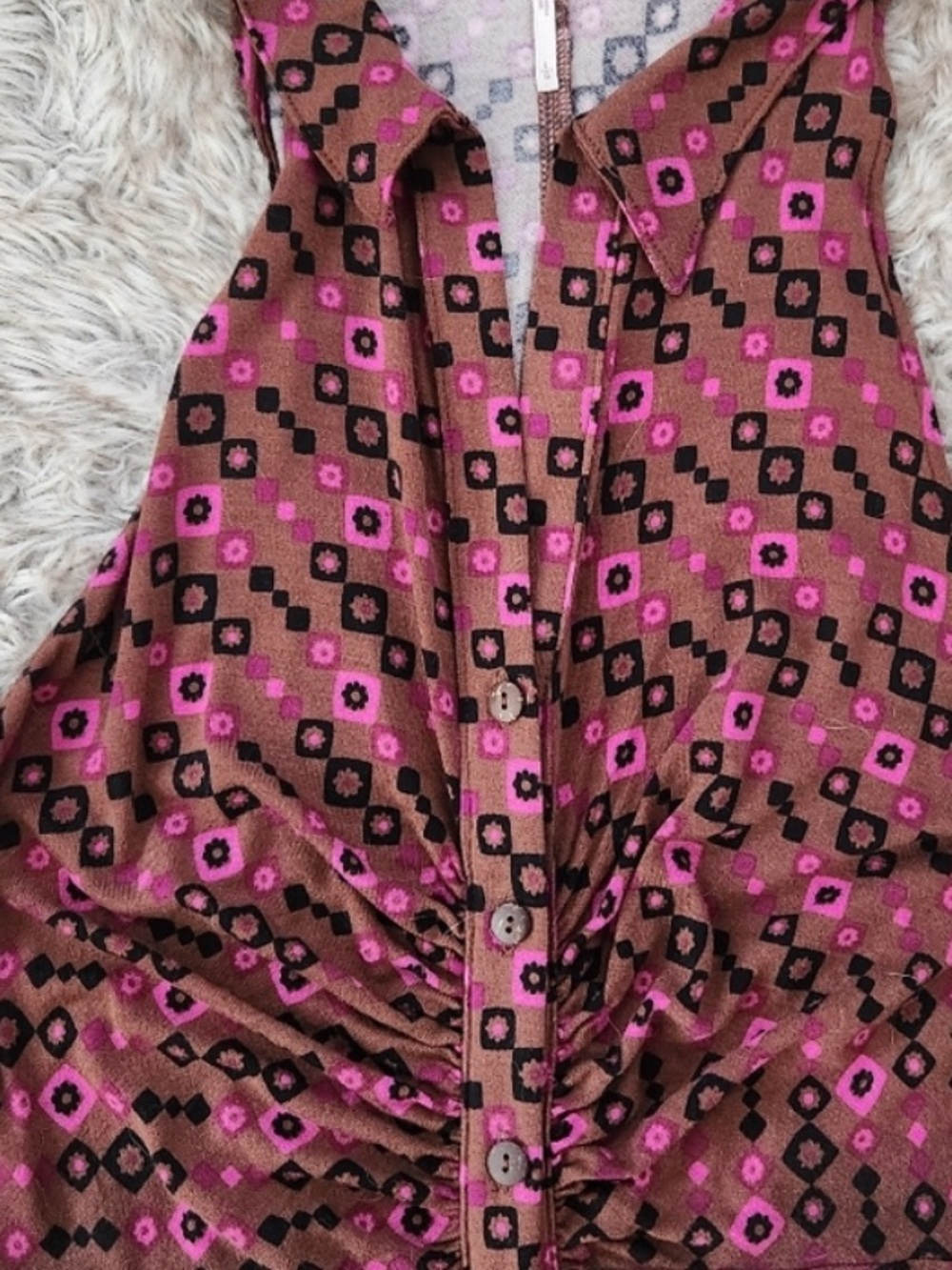 Free People Burgundy/Brown printed Wide-Leg Halter Jumpsuit - Picture 4 of 5